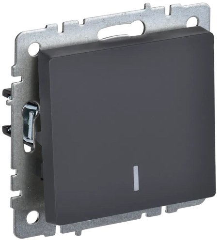 Выключатель с подсветкой без рамки IEK Brite ВС10-1-1-БрГ 1-кл. графит картинка